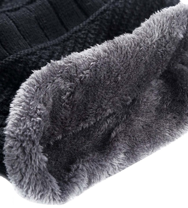 HINDAWI Winter Beanie for Girls Boys Kids (5-14 Years) Warm Snow Knit Hats Windproof Slouchy Skull Cap Black - Image 4